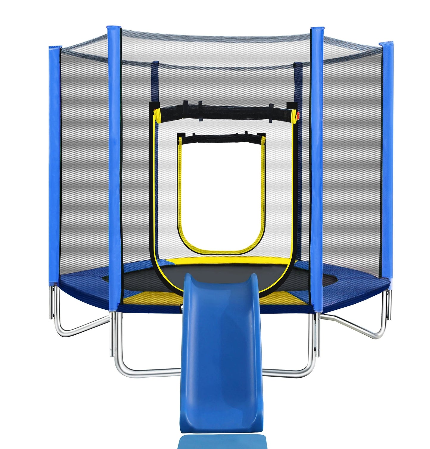 7FT Trampoline for Kids with Safety Enclosure Net, Pentinm Toddler Trampoline with Removable Slide, Upgrade Recreational Trampoline with Jumping Mat for Indoor Outdoor Backyard, Green
