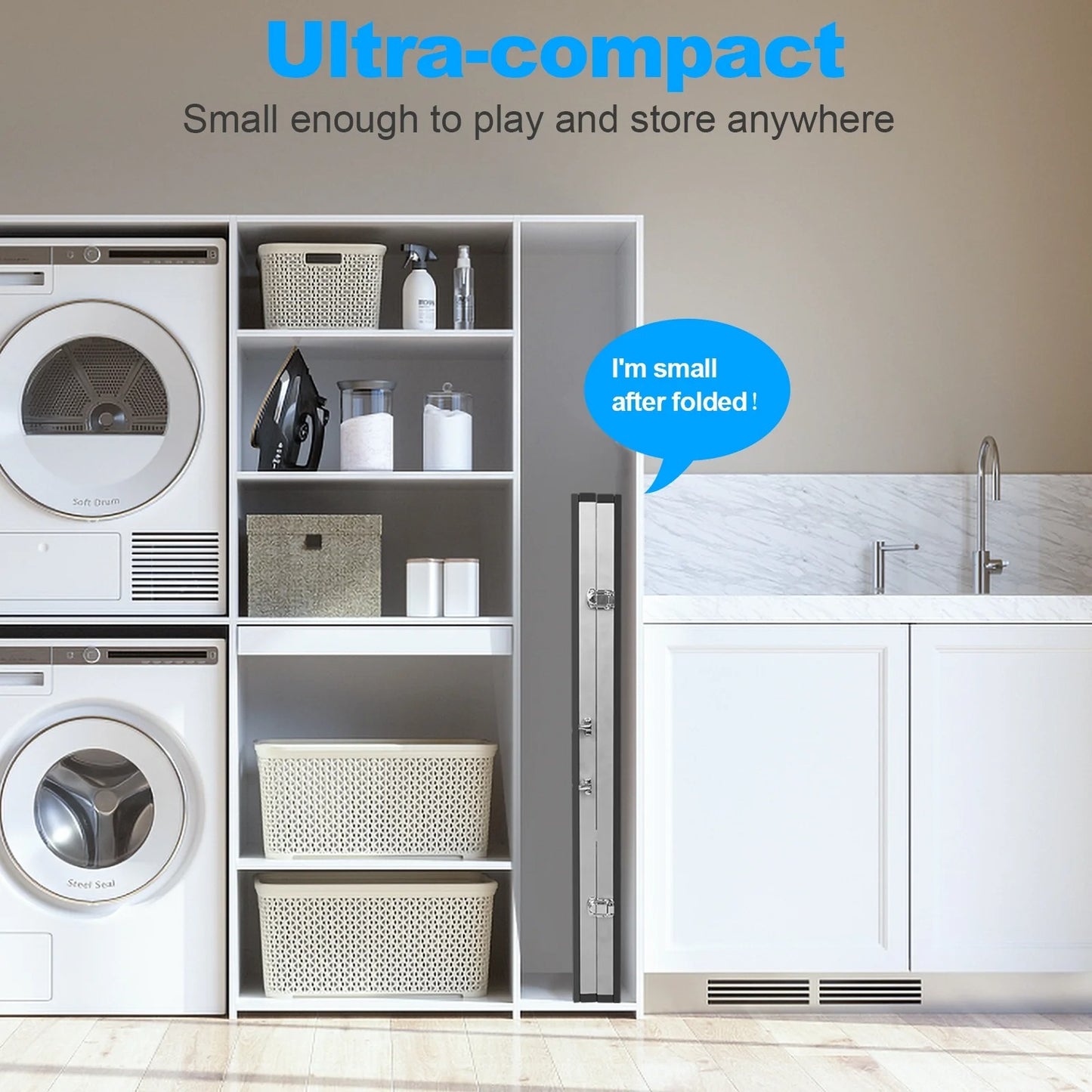 6ft Mid-Size Table Tennis Table Foldable, Portable Ping Pong Table Set for Indoor & Outdoor Games, Pentinm High-Performance Ping Pong Paddle 2 Player Set