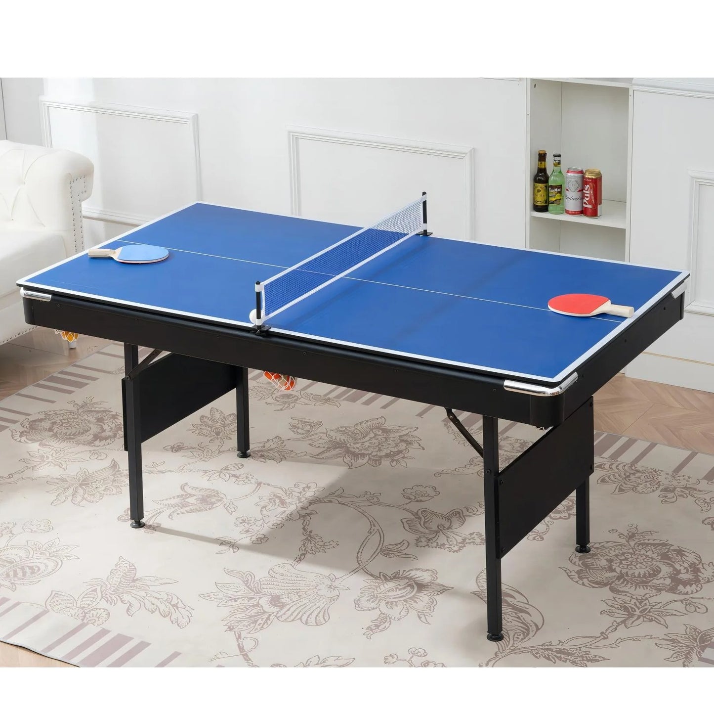 Billiards Table with Cues, Ball, Rack, Chalk, Foldable Pool Table for Recreation Game Rooms, Space-Saving Entertainment