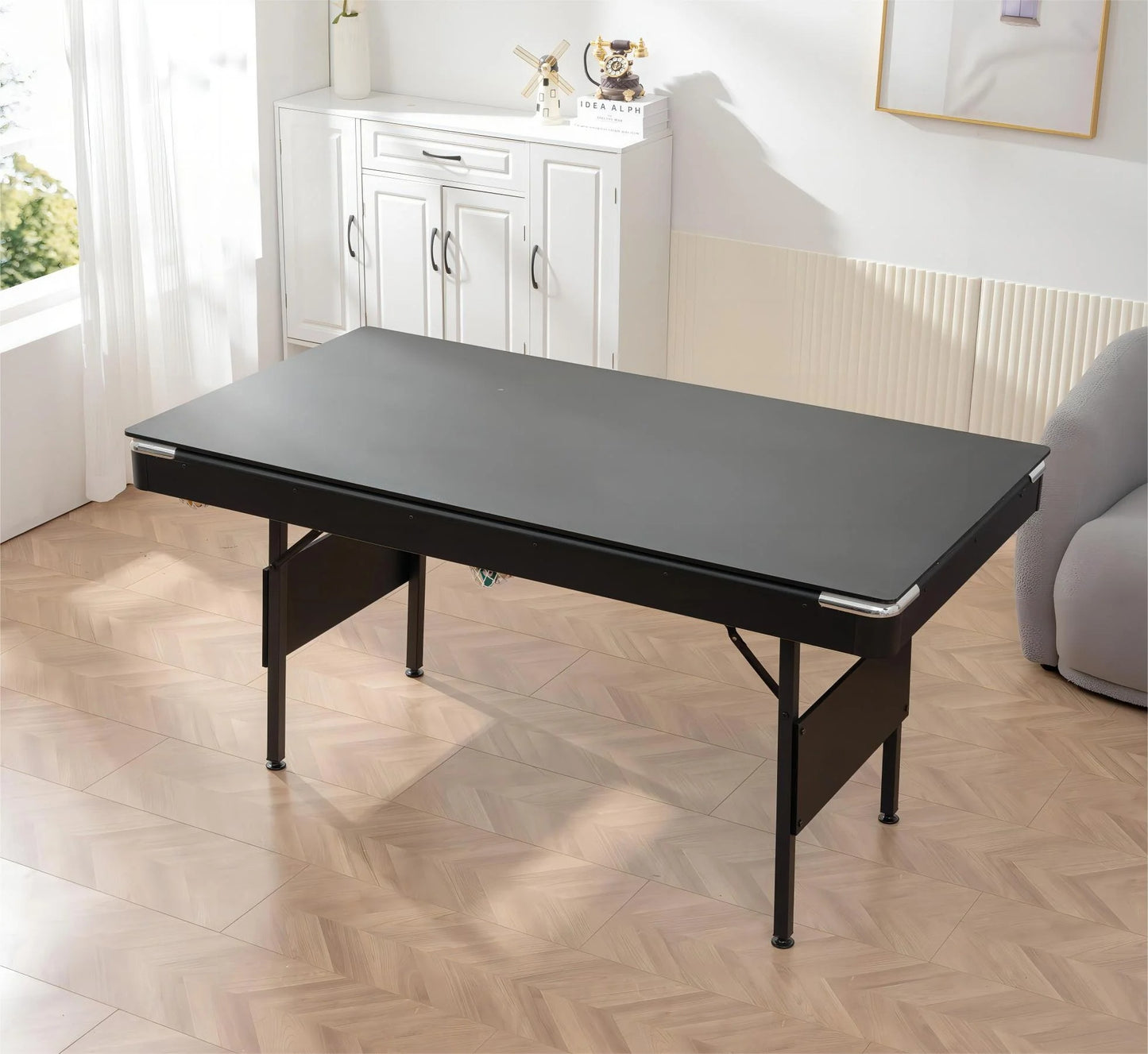 Billiards Table with Cues, Ball, Rack, Chalk, Foldable Pool Table for Recreation Game Rooms, Space-Saving Entertainment