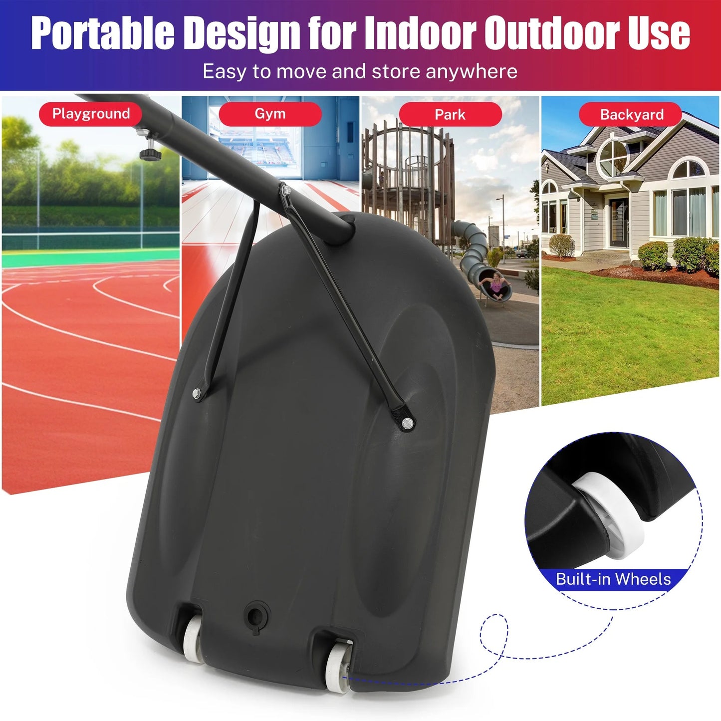 33" Portable Kids Basketball Hoop Stand, Pentinm New 7.22FT-8.84FT Height Adjustable Basketball Goal System with Large Backboard, Fillable Base