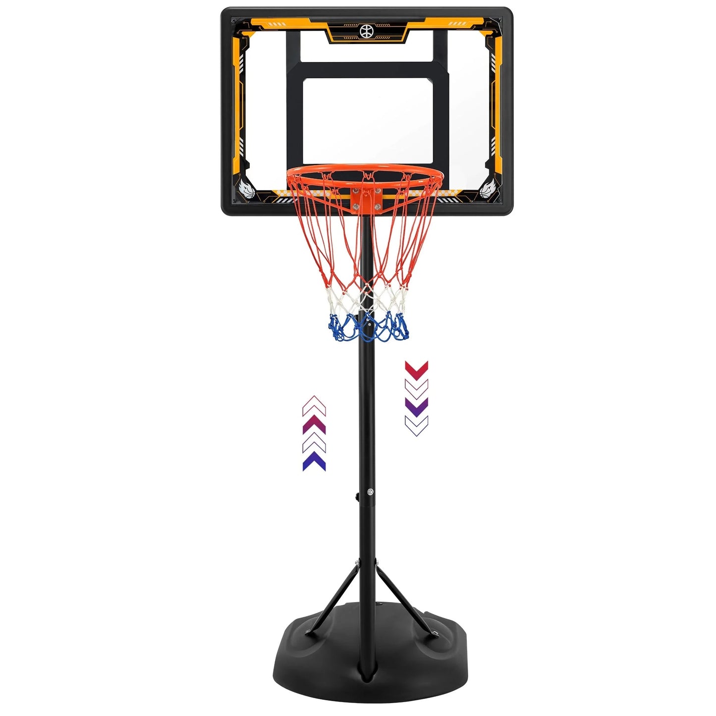 33" Portable Kids Basketball Hoop Stand, Pentinm New 7.22FT-8.84FT Height Adjustable Basketball Goal System with Large Backboard, Fillable Base