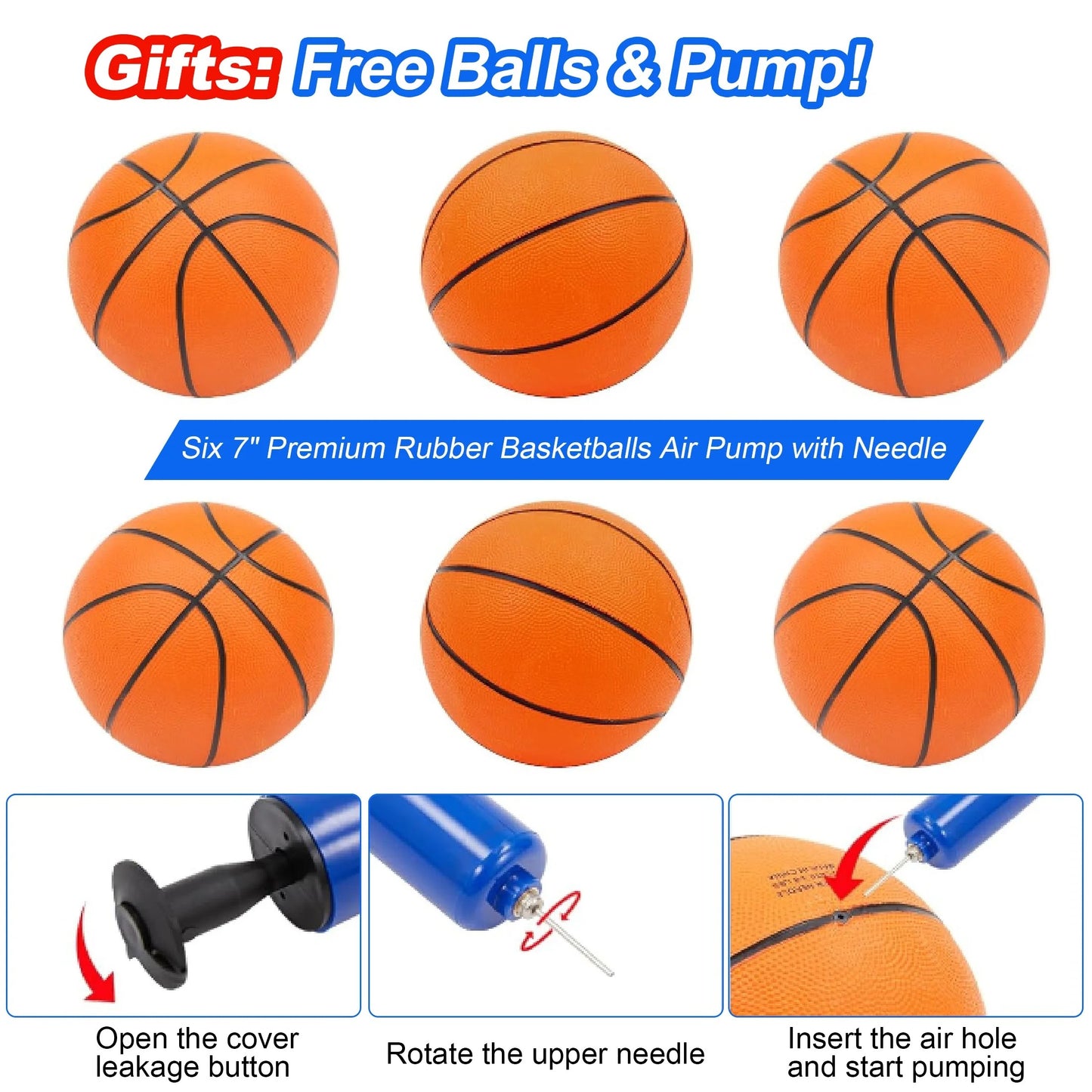Dual Shot Basketball Arcade Game, Pentinm Foldable Indoor Electronic Arcade Basketball Game with 6 Balls, 8 Modes, LED Scoreboard, Air Pump, Battery Powered for Kids Adults, Blue