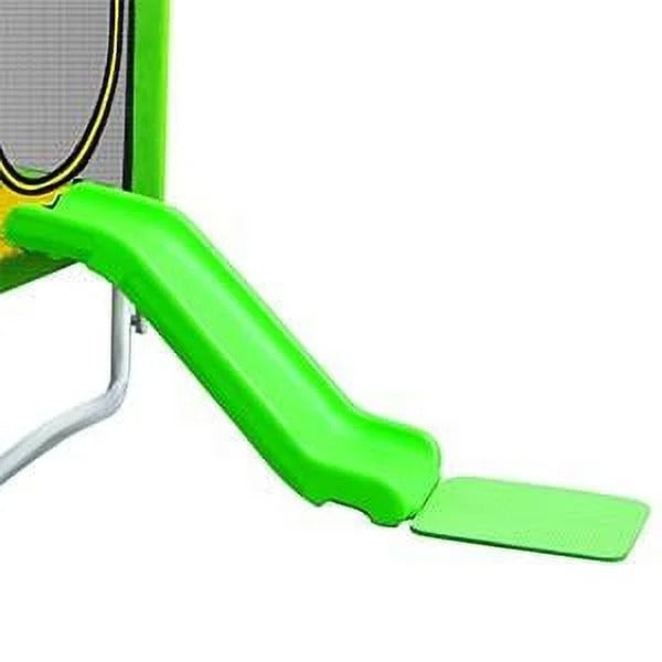 7FT Trampoline for Kids with Safety Enclosure Net, Pentinm Toddler Trampoline with Removable Slide, Upgrade Recreational Trampoline with Jumping Mat for Indoor Outdoor Backyard, Green