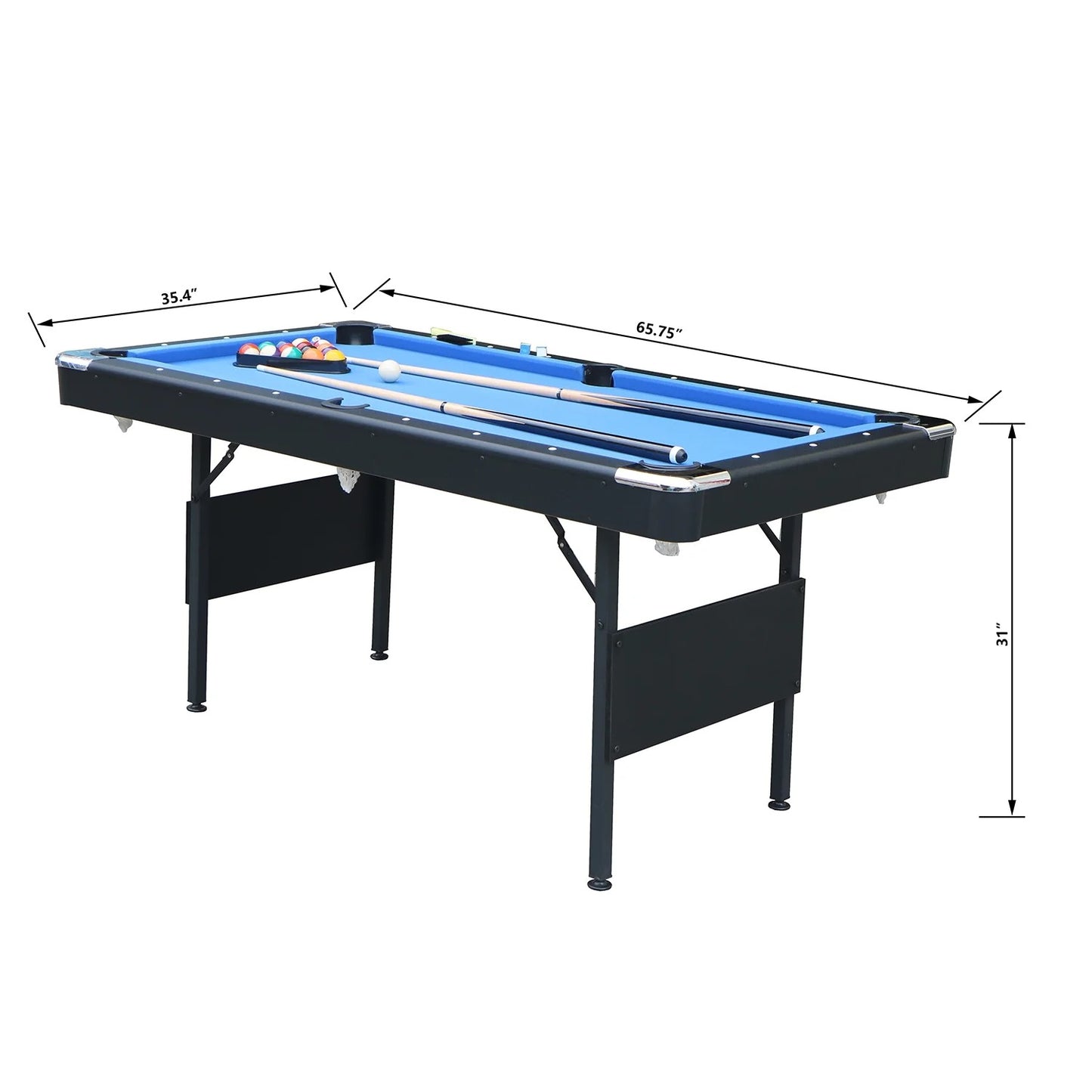 Billiards Table with Cues, Ball, Rack, Chalk, Foldable Pool Table for Recreation Game Rooms, Space-Saving Entertainment