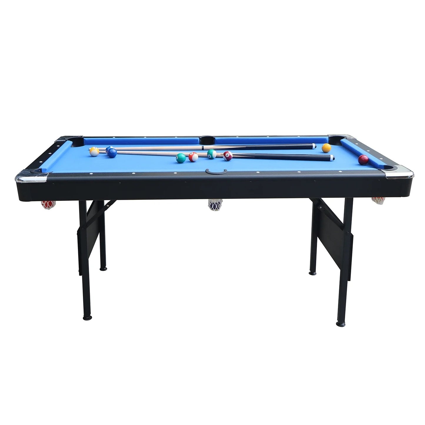 Billiards Table with Cues, Ball, Rack, Chalk, Foldable Pool Table for Recreation Game Rooms, Space-Saving Entertainment