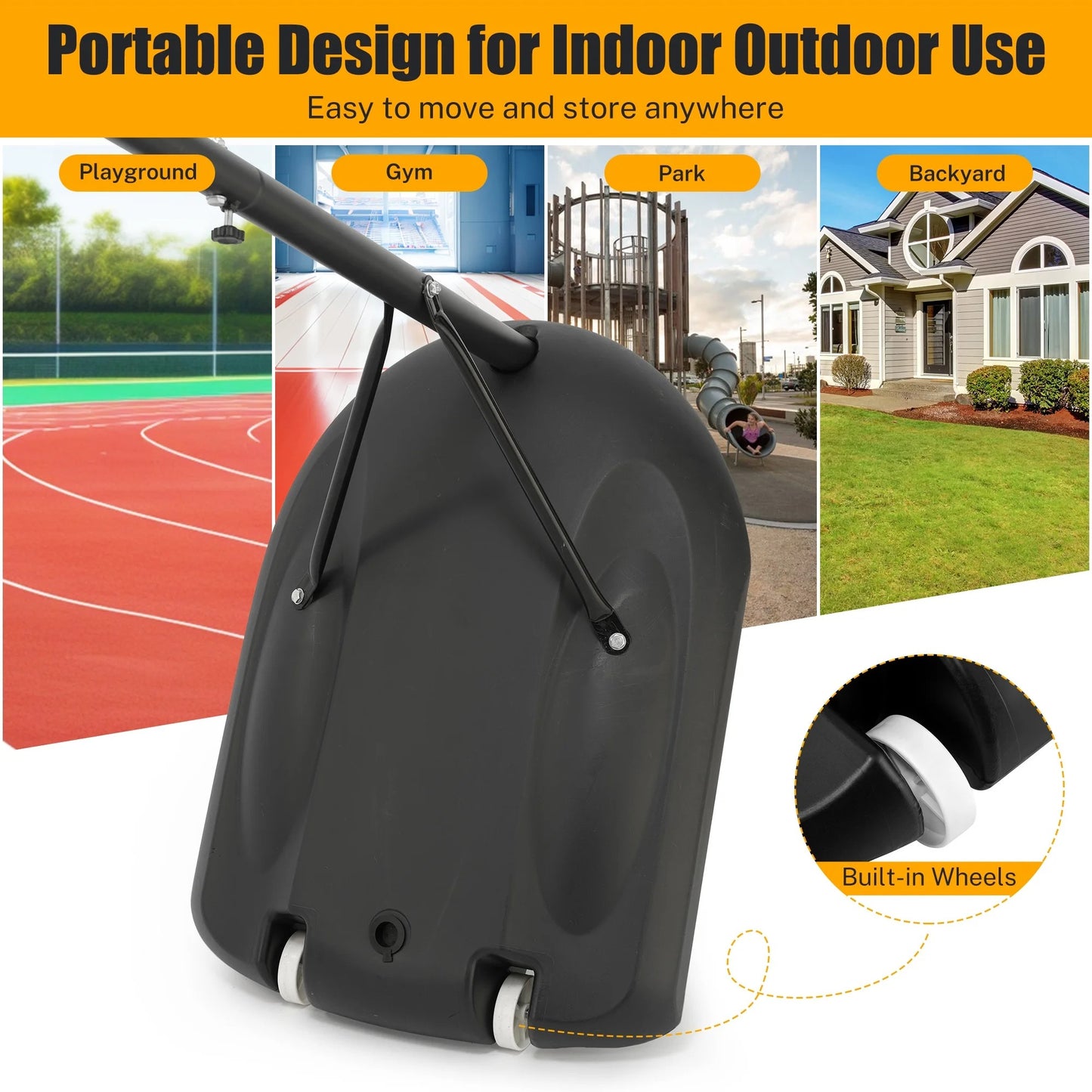 33" Portable Kids Basketball Hoop Stand, Pentinm New 7.22FT-8.84FT Height Adjustable Basketball Goal System with Large Backboard, Fillable Base